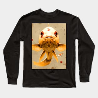 Koi Pond: Ginrin Chagoi Koi Prosperity, Good Luck, and Beauty on a Dark Background Long Sleeve T-Shirt